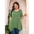 thumbnail image 3 of SHOWMALL Plus Size Clothes for Women Tunic Tops Short Sleeve Olive 5X Summer Blouse Swing Tee Crewneck Clothing Flowy Shirt for Leggings, 3 of 7