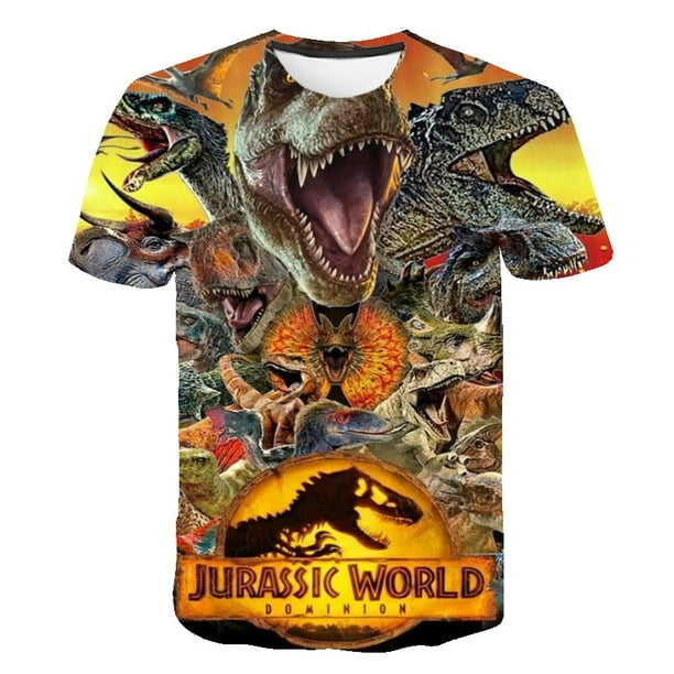 2023 verano Jurassic World Dominion camisetas niños dibujos animados niños niñas estampado camisetas niños moda Casual Tops camisetas 1-14 Y6T Gao Jinjia LED