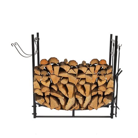 Winado 30  Pipe Metal Steel Firewood Storage Rack Holder For Indoor & Outdoor