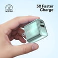 thumbnail image 3 of Powertek 20W USB-C PD + 18W USB-A Dual Port Wall Charger, Metallic Shine Pastel, Mint, 3 of 6