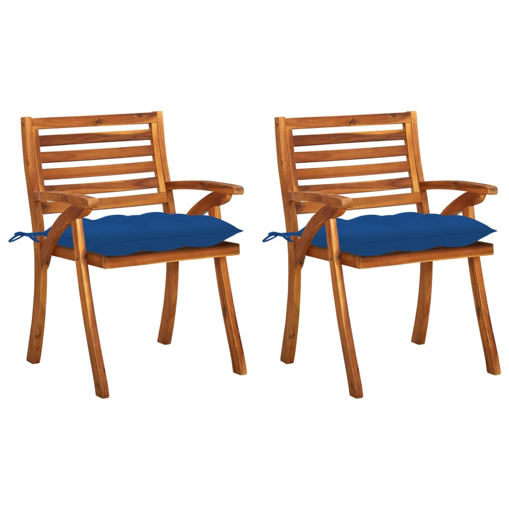 vidaXL 1/2/3/4/8x Solid Acacia Wood Garden Chairs with Cushions Multi