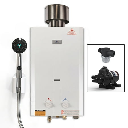 Eccotemp L10 Portable Outdoor Tankless Water Heater with EccoFlo Pump, Strainer & Shower