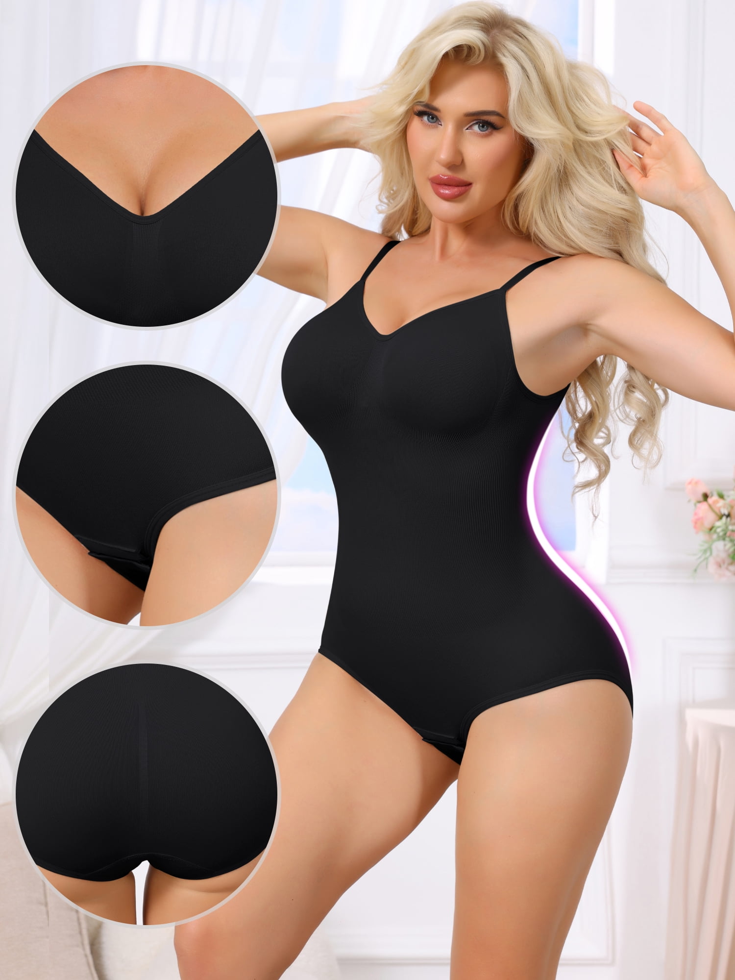 DARING DIVA Women's V Neck Backless Camisole Thong Leotard S Black
