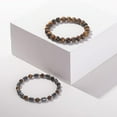 thumbnail image 3 of Mens Beaded Bracelet Set 8mm 4mm Healing Gemstone Braided Rope Bracelets with Cubic Zirconia Charm Hematite Stainless Steel Bead Bracelet Cool Jewelry Gifts for Men, 3 of 9