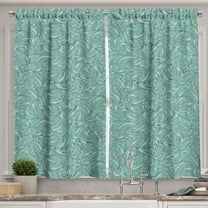 Ambesonne Tropical Kitchen Curtains, Jungle Leaves Hand Drawn, 55"x45", Seafoam Turquoise