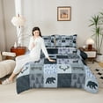 thumbnail image 4 of Castle Fairy Hunting Deer Bear 3-Piece Full Size Comforter Sets,Rustic Plaid Bedding Comforter Set,Woodland Wildlife Lightweight Bedding Sets,Microfiber Geometric Bedroom Decor, 4 of 8