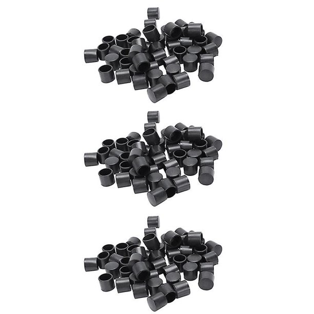 150 piezas de goma negra de Pvc, tapa de extremo redondo Flexible, cubierta de pie redonda de 12mm