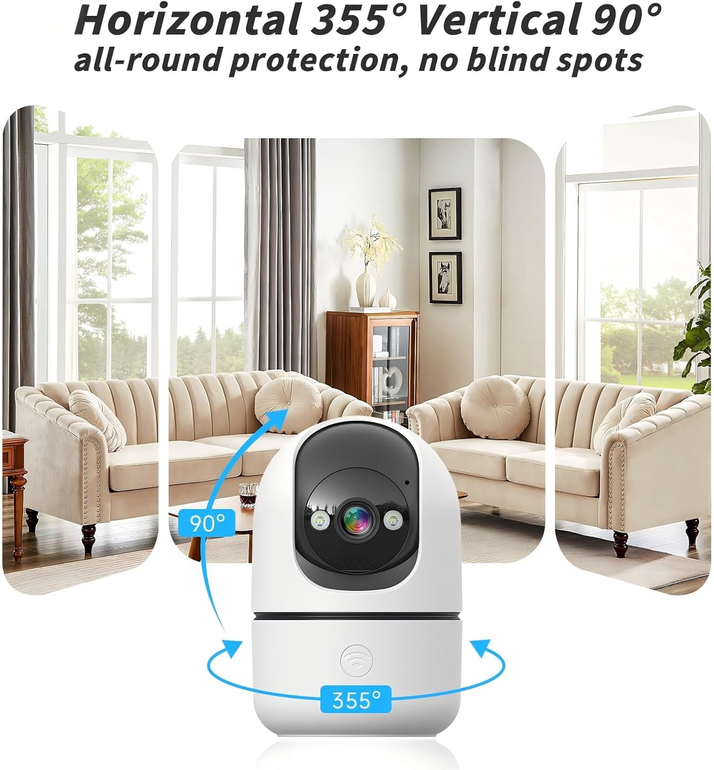 Indoor Camera 5G&2.4G WiFi Cameras for Home Security Instant 911 Alert, 360° Pan/Tilt Baby Monitor/Dog/Pet Camera AI Motion Detection Night Vision, Speaker, US Cloud Storage (2Pack)