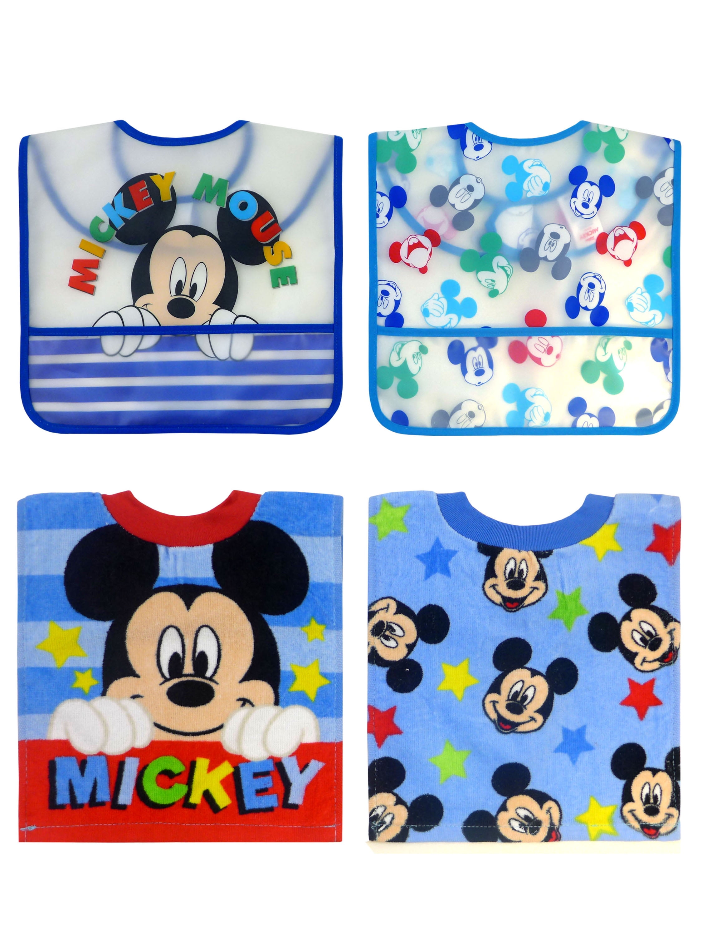 Disney Baby Crumb Catcher Bibs Mickey Mouse Waterproof 0-18 Months BPA 2 Pack 