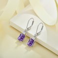 thumbnail image 4 of PYNZY Sterling Silver Leverback Earrings|8x6mm Dangle Earrings for Women Created Amethyst Birthstone Jewelry|Wedding Earrings for Evening Wear, 4 of 6