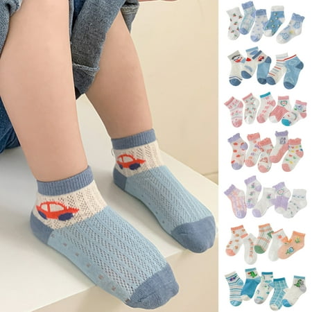 

Yesbay 5 Pairs Baby Socks Exquisite Pattern Fade-Resistant Cotton Lovely Cartoon Print Stretchy Baby Short Socks Birthday Gift