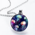thumbnail image 2 of Jellyfish Glass Circular Pendant Necklace for Women - Elegant Glass Design Womens Necklace, 2 of 5