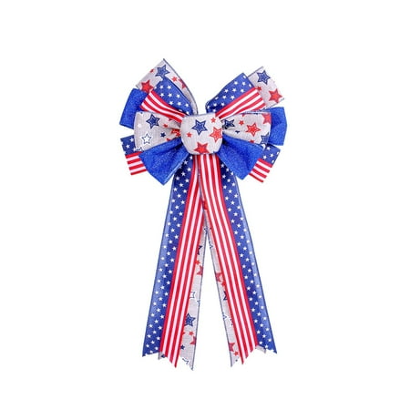 

Independence Day Bow Decoration Props Holiday Flag Striped Bow Ribbon Hanging Ornaments Hot Sale Clearance