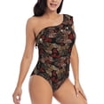 thumbnail image 3 of Easygdp Hearts and French Bulldog Women's One Shoulder Ruffle Monokini Bathing Suits with Removable Chest Pad, Quick Drying - Small, 3 of 8