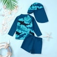 thumbnail image 4 of Ticikt Baby Boys Swimwear Set Long Sleeve Rash Guard Swim Shirt with Print Swim Trunks and Hat for Toddler Summer Beach Play, 4 of 6