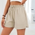 thumbnail image 6 of ClodeEU Women's Linen Blend Drawstring Shorts，High Waisted Casual Loose Fit Summer Shorts with Pockets Beige,Womens Plus S, 6 of 9