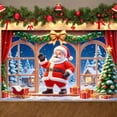 thumbnail image 3 of Red & Gold Christmas Banner Santa Claus Design Xmas Backdrop Snowy Scene Gift Boxes Festive Background for Christmas Party Home Decoration Holiday Gathering, 3 of 9