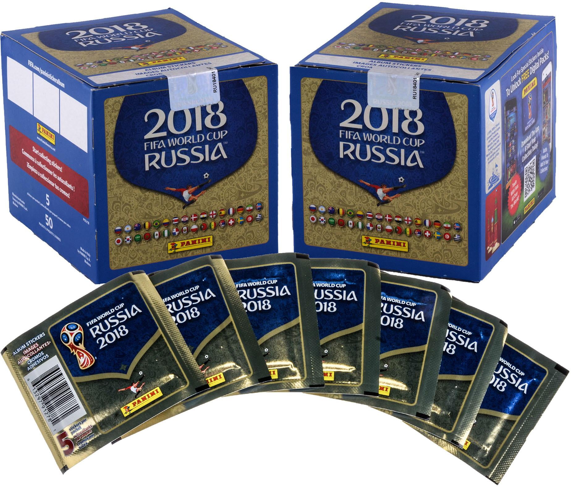 FACTORY SEALED 50 PACK BOX 2018 PANINI RUSSIA FIFA WORLD CUP SOCCER STICKERS 