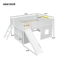 thumbnail image 2 of Harper & Bright Designs Full Size Low Loft Bed with Slide and Storage Shelves, Playhouse Wooden Low Loft Bed Frame with Door and Window, White, 2 of 13