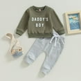 thumbnail image 2 of Baby Boy Outfits Long Sleeve Pullover Sweatshirt Toddler Boys Pants Clothes Set Fall Winter 2Pcs Outfits Boys Outfits Set 12 Months-18 Months, 2 of 8