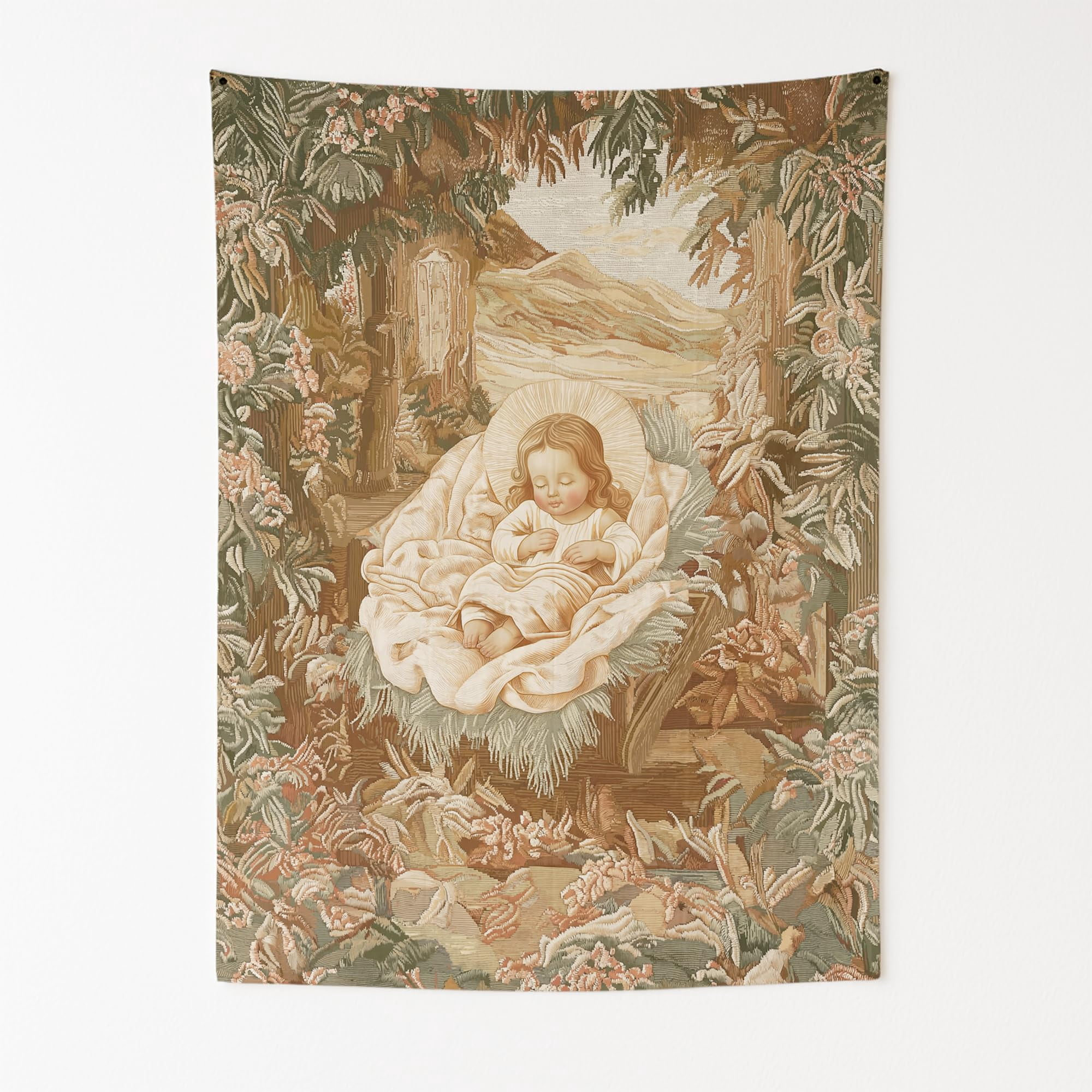 Baby Jesus Wall Tapestry for Bedroom by DC | Christianity Tapestry Wall Hanging & Aesthetic Decor for Dorm, Living Room, Picnic & Home | 30"x40"