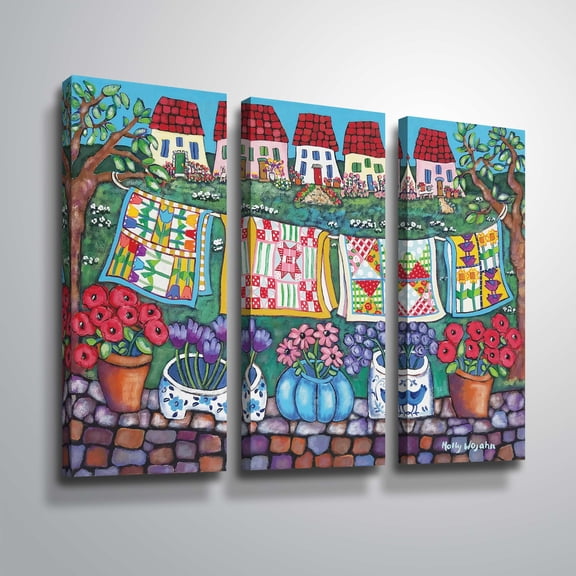 ArtWall Quilts, 3 Piece Gallery Wrapped Canvas Set by Holly Wojahn