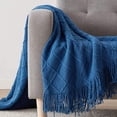 thumbnail image 3 of HTOOQ Couvre-sofa Solide et Moelleux à Texture Couverture Décorative Tricotée, 5HTOOQ « x6HTOOQ » Bleu Royal, 3 of 7