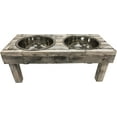 thumbnail image 5 of Huntley Pet Berjen Table Elevated Double Bowl Feeder, White Wash (Large), 5 of 13