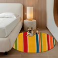 thumbnail image 5 of Retro Minimalist Striped Round Rug 4ft Washable Circle Entryway Rugs Non Slip Classic Lines Geometric Pattern Area Rug Indoor Floor Carpet for Bedroom Kitchen Living Room Home Office Dining Room, 5 of 9