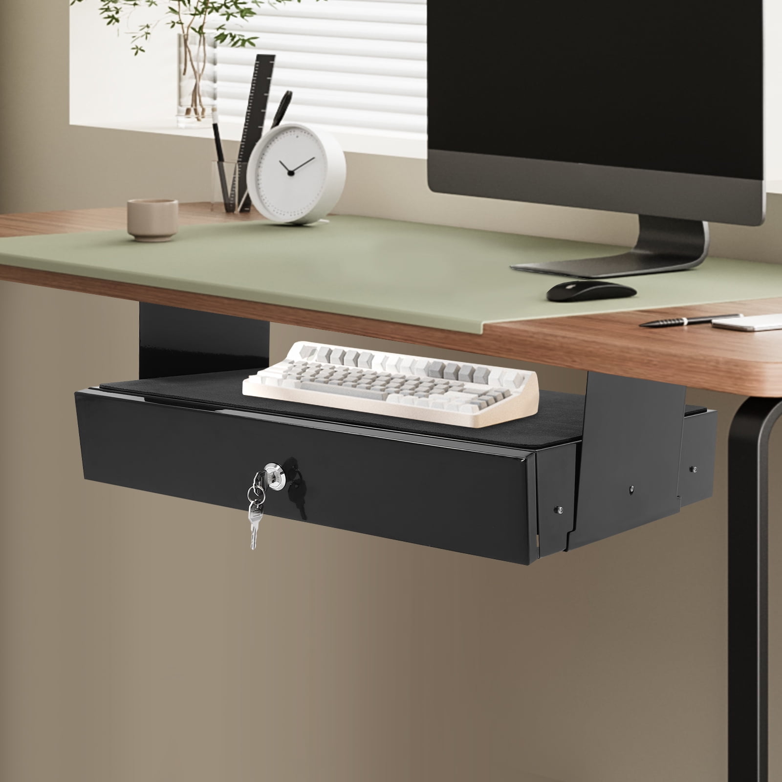 Under Desk Mounted Sliding Pull-out Drawer, Drawer Storage Organizer for Standing Desks, Pull-out Drawer