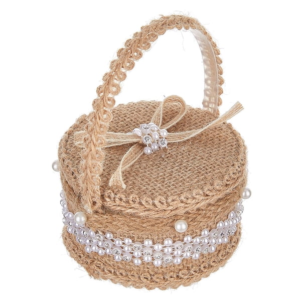 Caja para anillos de boda, organizador de joyas, estuche rústico de lino para aniversario, propuesta de matrimonio, regalos de Valentín.