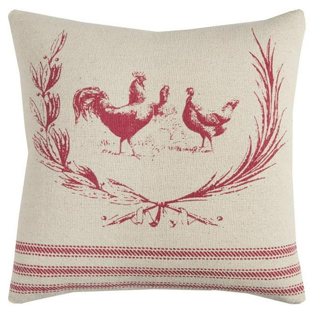 HomeRoots 403219 Coussin Rouge de la Ferme en Détresse