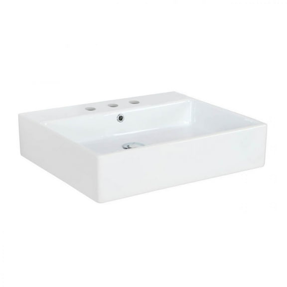 Simple 60.50A.03 Wall Mount/Vessel Bathroom Sink in Ceramic White with Three Faucet Holes