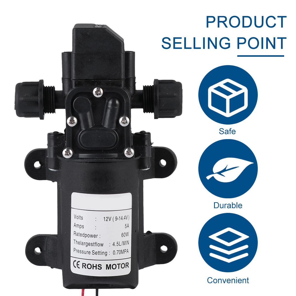 Tineasur Dc Membrane Water Pump Self Priming for Aquariums Fish Tank Sprayer Pump Black