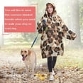 thumbnail image 4 of Beige and Brown Leopard Pattern Wearable Oversized Blanket,Wearable Blanket Hoodie for Adults,Cozy Hooded Blankets with Super Pockets,Super Warm Fuzzy Pullover for Women & Men, 4 of 6