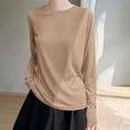 thumbnail image 3 of yillto Women Long Sleeve Shirts Basic Crewneck Lightweight Tees Solid Color Casual Loose Tshirts Tops, 3 of 5