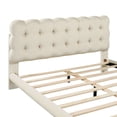 thumbnail image 5 of Queen Size LED Bed Frame, Velvet Upholstered Platform Bed Frame with Button-tufted Headboard, Low Platform Bed with Wooden Slats Support, No Box Spring Needed, Easy Assembly, Beige, 5 of 8