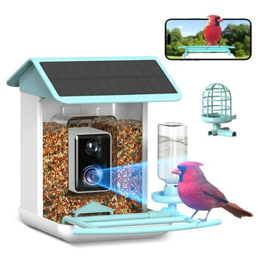 Smart Bird Feeder with Camera, Free AI Forever for 11,000  Bird Species, 64G TF Card & 1080P HD, Solar-Powered Wireless Outdoor Bird Feeder, App Alerts & Two-Way Audio for Garden Bird Watching