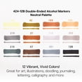 thumbnail image 2 of KINGART® PRO Double-Ended Art Alcohol Markers, 12 Neutral Palette Colors with Both Fine & Chisel Tips and Superior Blendability, 2 of 11