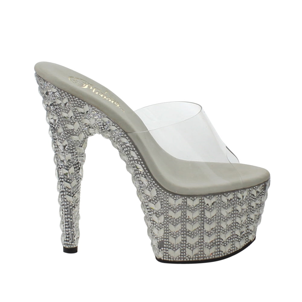 Women's Pleaser Bejeweled 701-5 Platform Slide Women's Pleaser Bejeweled 701-5 Platform Slide