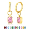 thumbnail image 1 of JeenMata Aros de 2 Quilates con Corte Esmeralda, Turmalina Rosa y Piedra Natal de Octubre, Chapados en Oro Amarillo, 1 of 7