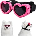thumbnail image 1 of Dog Goggles Small Dog Sunglasses, UV Protective Heart Shape Dog Sunglasses with Adjustable Straps, Sunglasses Waterproof and Windproof Glasses - Pink, 1 of 4