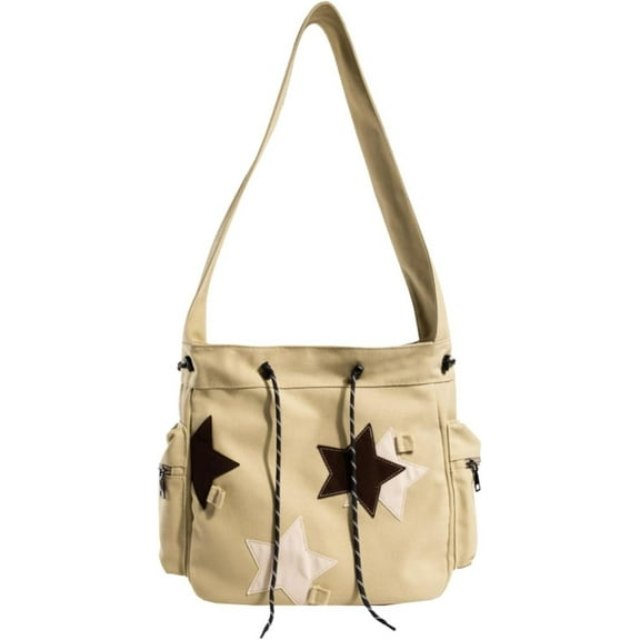 Y2K Star Canvas Messenger Bag, Cute Tote Bags Aesthetic, Small Shoulder Travel Crossbody Bags For Women