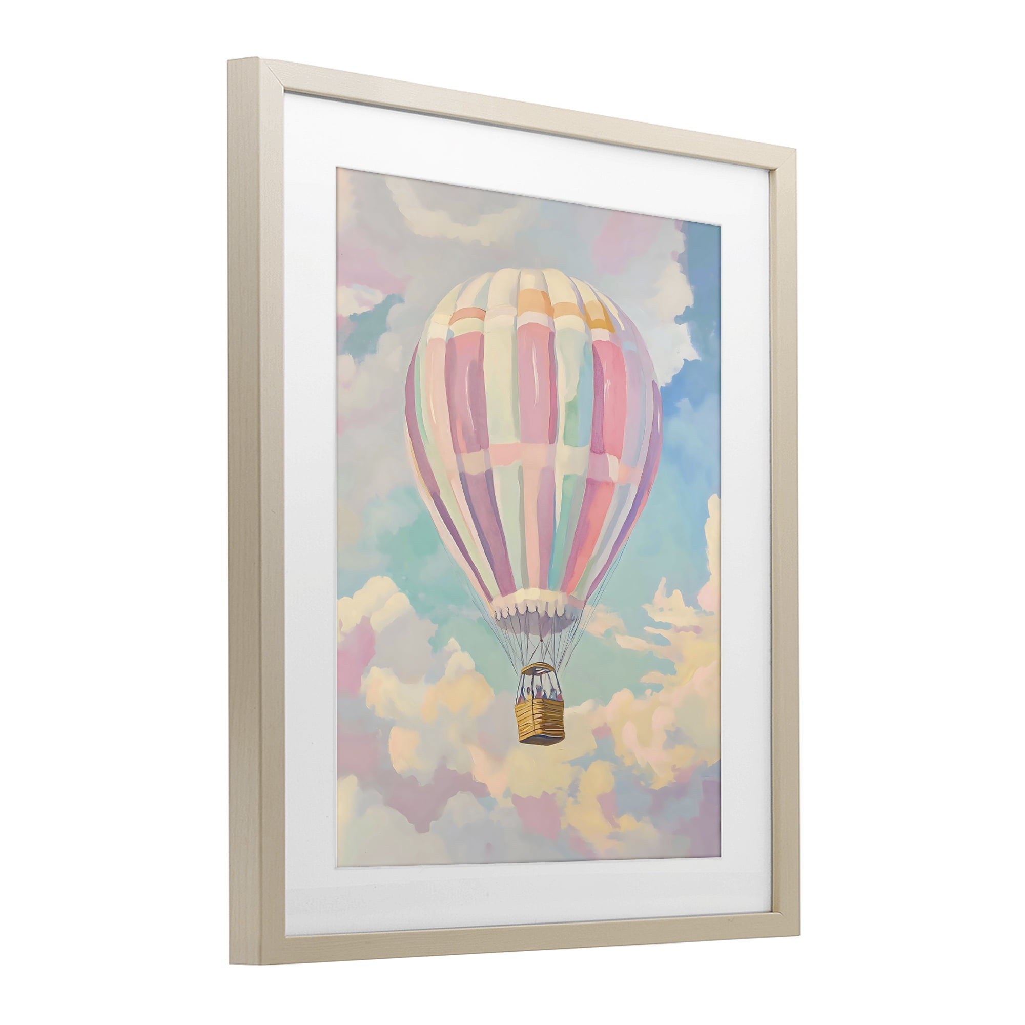 Stupell Industries Pastel Hot Air Balloon Birch Framed Print Under Glass, design by The Prints Vibe