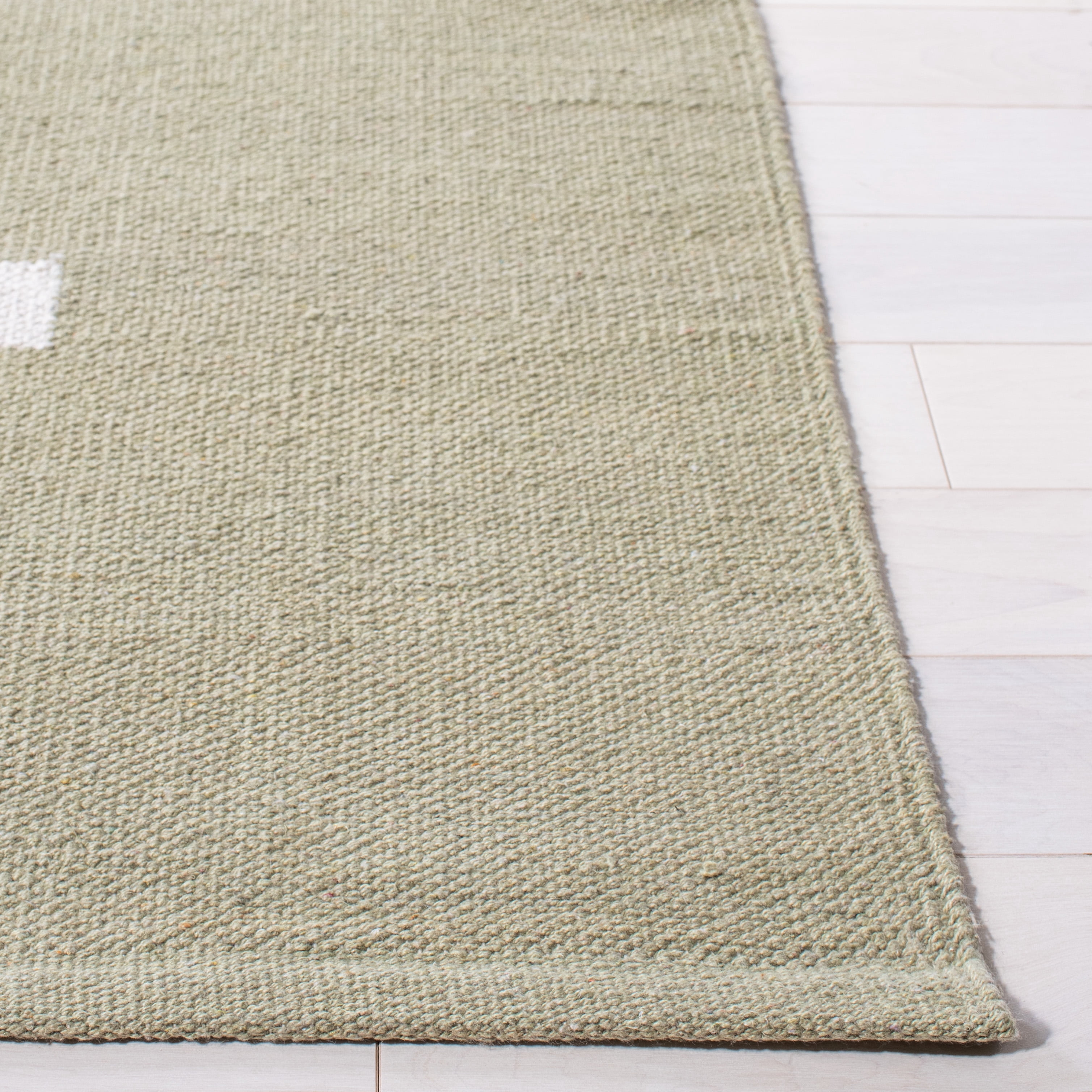SAFAVIEH Montauk Oswald Geometric Striped Cotton Area Rug, Light Green/Ivory, 9' x 12'