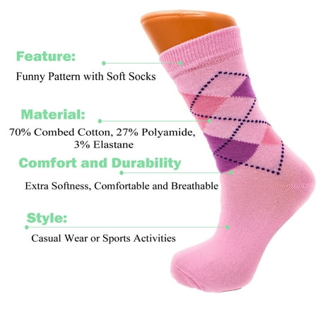 AWS/American Made - Combed Cotton Crew Socks for Women Colorful 6 Pairs ...