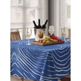 thumbnail image 6 of Blue Geometric Table Cloth, Modern Minimalism Abstract Striped Waterproof Tablecloth for Rectangle Tables, Reusable Washable Fabric Table Cover for Restaurant Kitchen Dining Tables 52"x70", 6 of 6