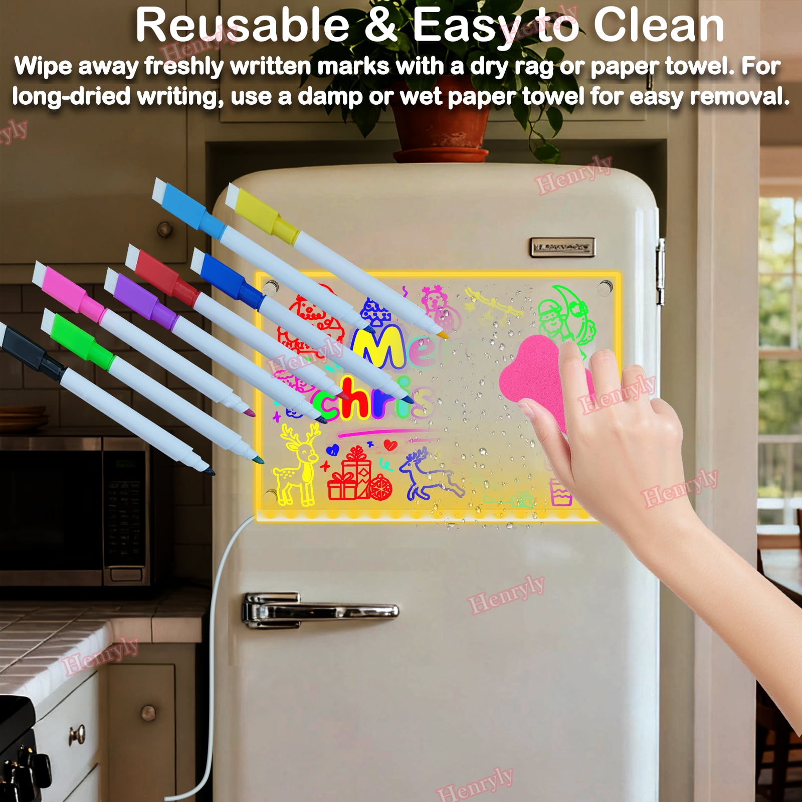 New Illuminated Magnetic Board for Wall for Magnets, Refrigerator, 11.8 X 7.9” Light Up LED Dry Erase Board with Dimmable, Clear Planning Whiteboard to Do List Menu Planner Board