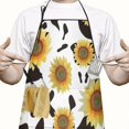 thumbnail image 2 of Black White Cow Pattern Sunflower Apron-Garden Aprons for Women with Pockets-Cotton Linen Waterproof Kitchen Cooking Gardening Aprons Adjustable for Kitchen,Cooking,BBQ and Salon 33x27 Inch, 2 of 7