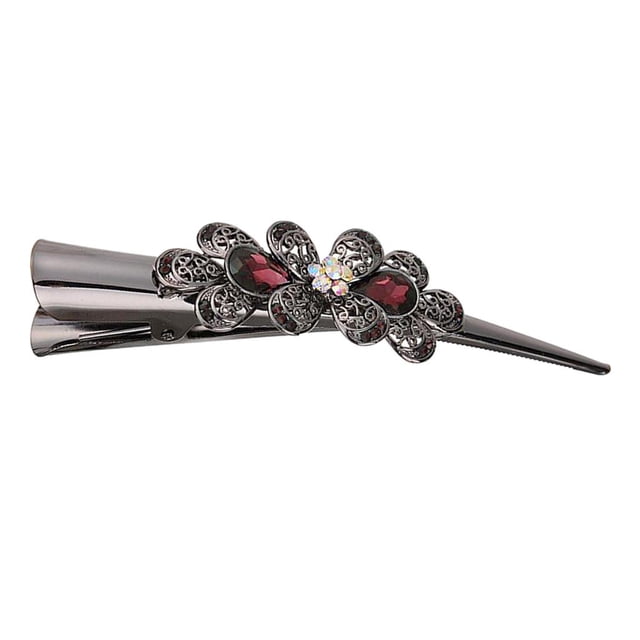 Accesorios para el cabello Broche de pinza para el cabello con flores de diamantes de imitación, de de metal Púrpura jinwen pinzas para el cabello para cabello grueso